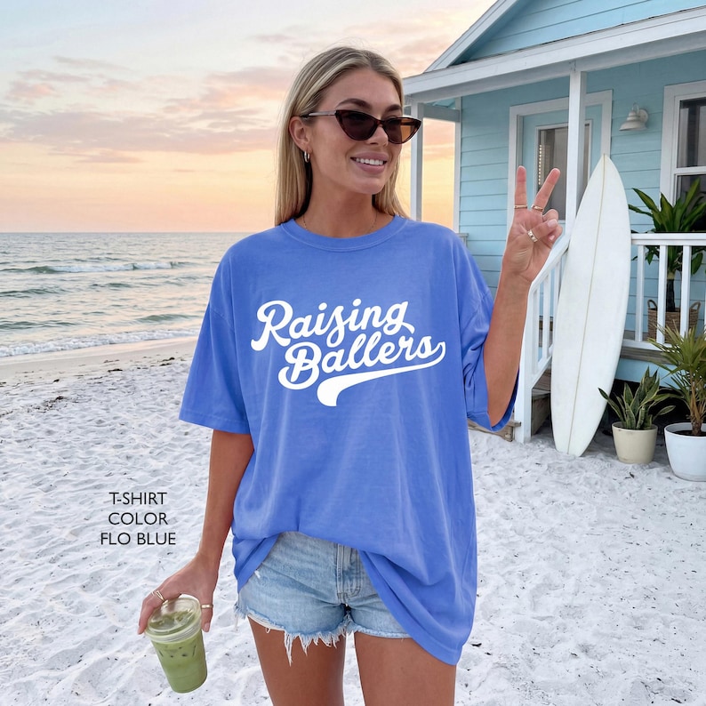 Raising Ballers tshirt Comfort Colors® Vintage Aesthetic tee Sports Mom tee Sports Dad Shirt Tailgating Shirt Premium Unisex Sports Tshirt image 1