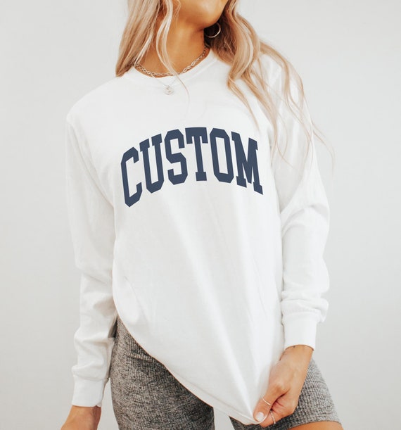 Custom Comfort Colors® LONG SLEEVE T-SHIRT | Add any Name, Location or Saying | Vintage Aesthetic Style | Custom Minimalist Unisex Crewneck