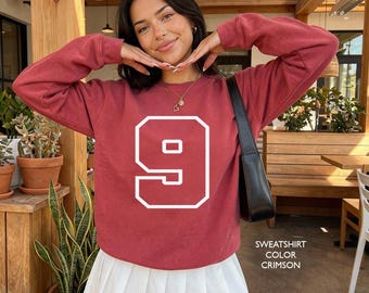 Custom Sports Number Sweatshirt | Comfort Colors® Unisex Crewneck Sweatshirt | Sports Mom Sweatshirt