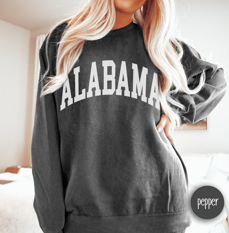 Alabama Comfort Colors® Faded Vintage Aesthetic Sweatshirt Garment-Dyed Alabama Crewneck Premium Quality Unisex Alabama Game Day Sweatshirt image 2