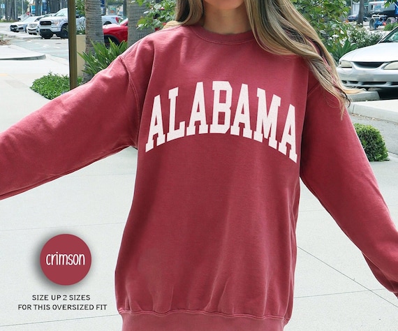 Alabama Comfort Colors® Faded Vintage Aesthetic Sweatshirt Garment-Dyed Alabama Crewneck Premium Quality Unisex Alabama Game Day Sweatshirt