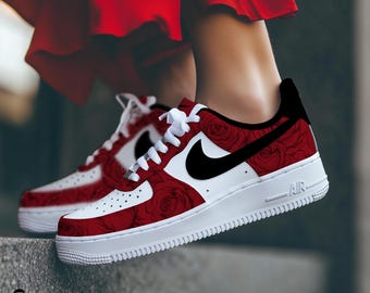 Custom Air Force 1 Rose Shoes | Nike Custom Sneakers | Personalized Gifts for Her | AF1 Custom Shoes for Him
