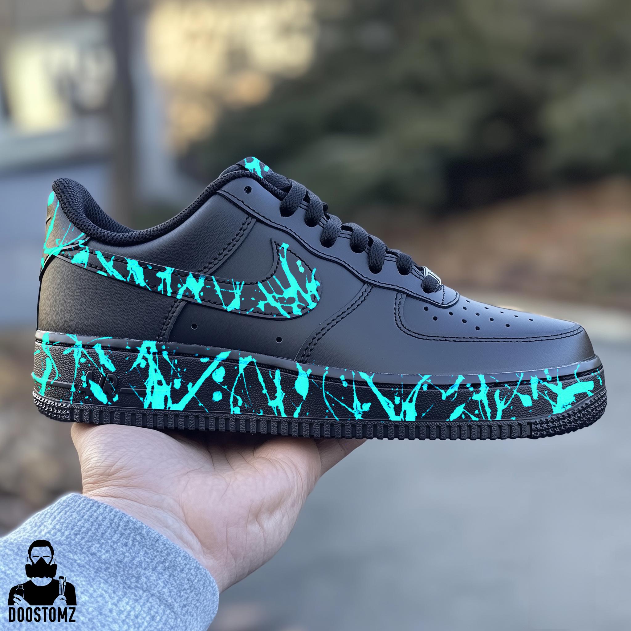 Custom Air Force 1 Black with Paint Splatter | Select Your Color | Hand Painted AF1 Custom Sneakers | Nike Custom Shoes | Personalized Gifts
