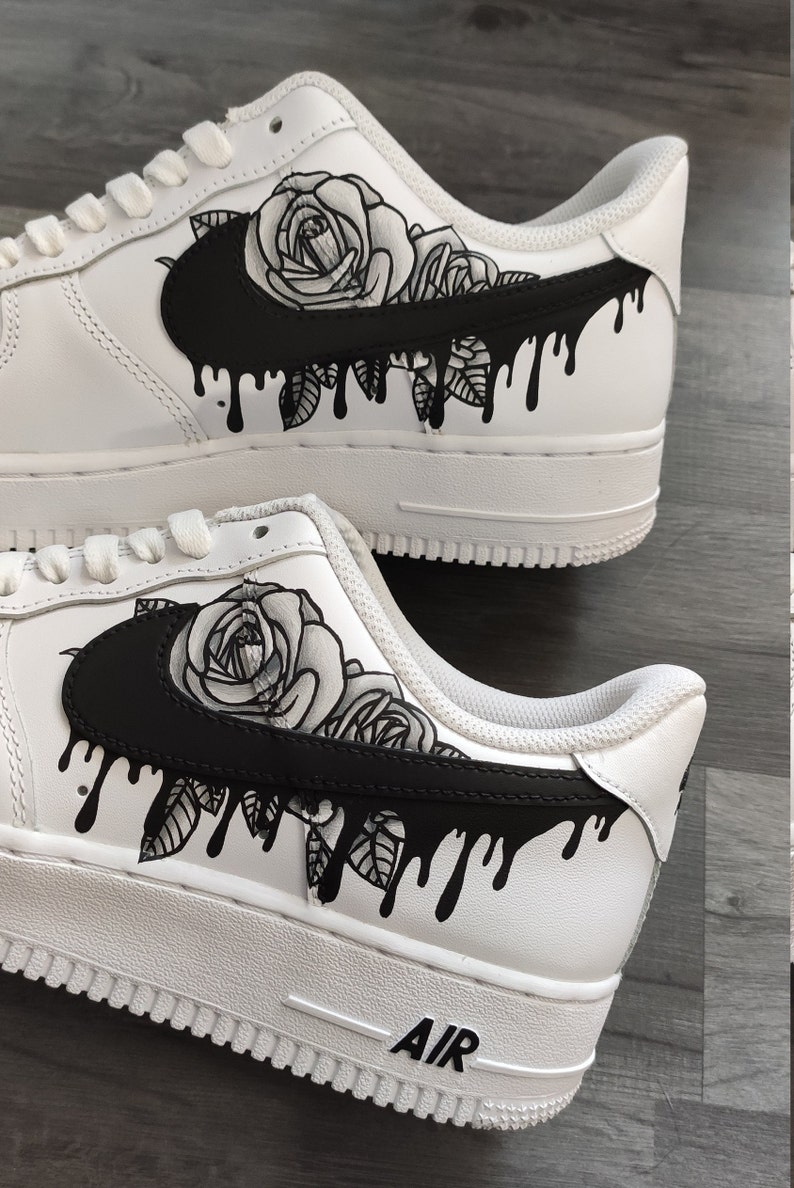 Air Force 1 Custom Rose Black Drips Personalized Gifts for - Etsy