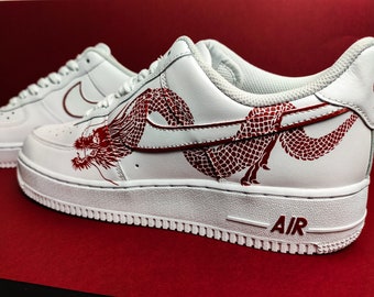 Custom Air Force 1 Shoes, Hand-Painted Japanese Dragon Sneakers