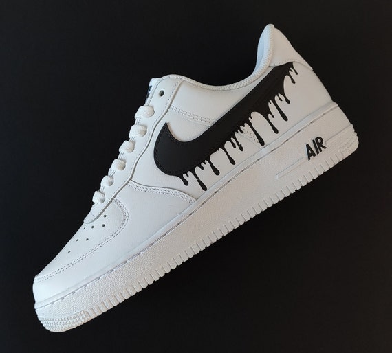 Black Air Force 1 with White Drip Custom Air Force 1 - Hand