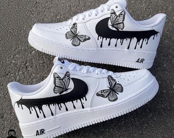 Custom Air Force 1 Drips n&#39; Butterfly Shoes | Nike Custom Sneakers | Personalized Gifts for Her | Dripping Custom Shoes for Him
