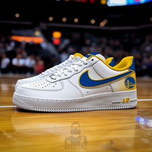 Custom Air Force 1 Golden State Warriors | Hand Painted Custom Sneakers | Nike Custom Shoes | Personalized Gifts | GSW Basketball Sneakers