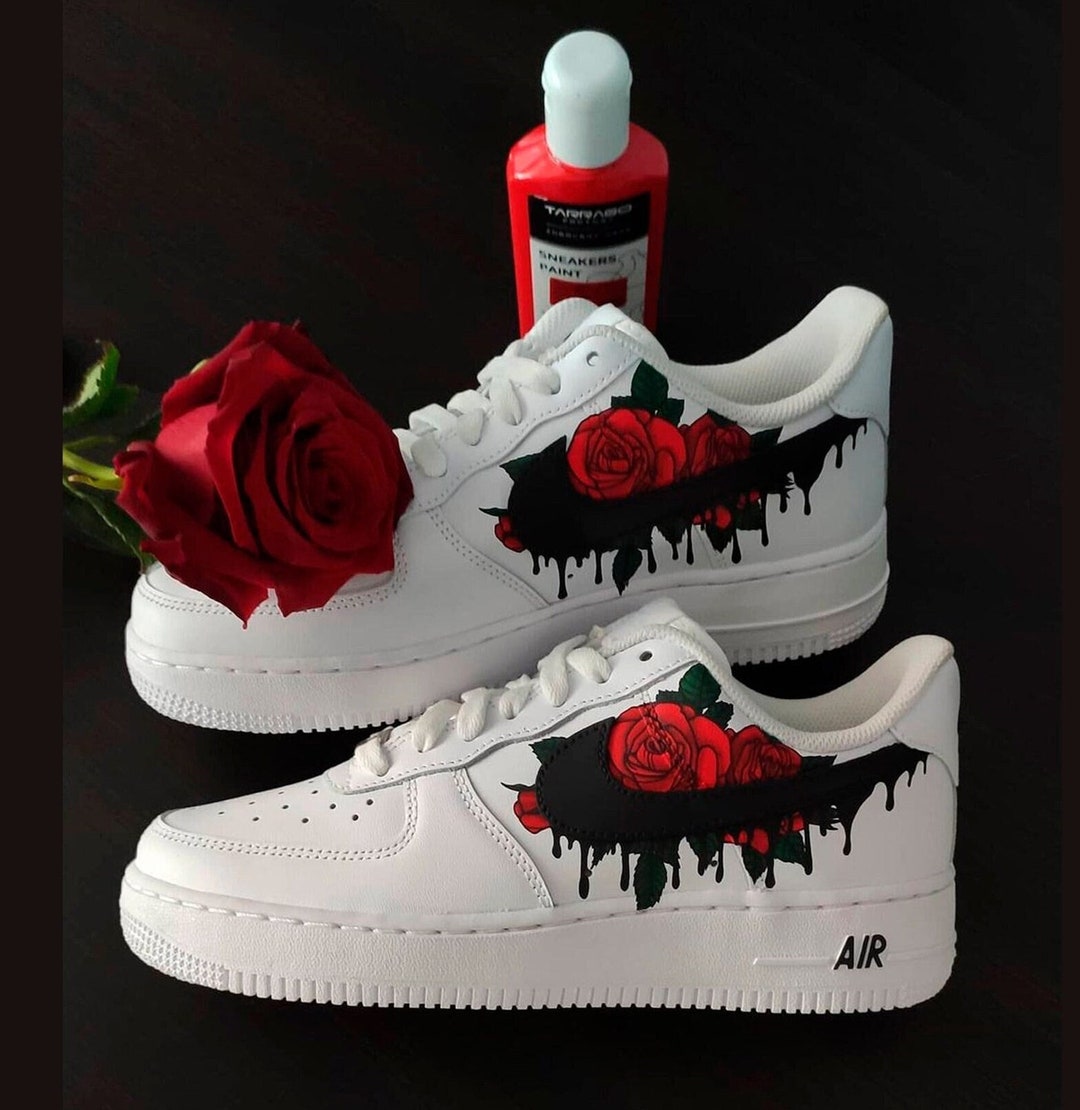 white air force with rose