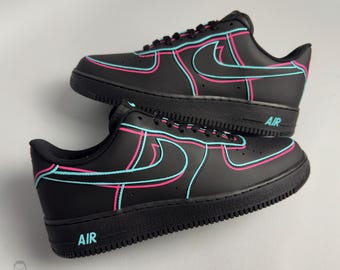 Custom Air Force 1 Miami Lines: Hand-Painted Cartoon Sneakers