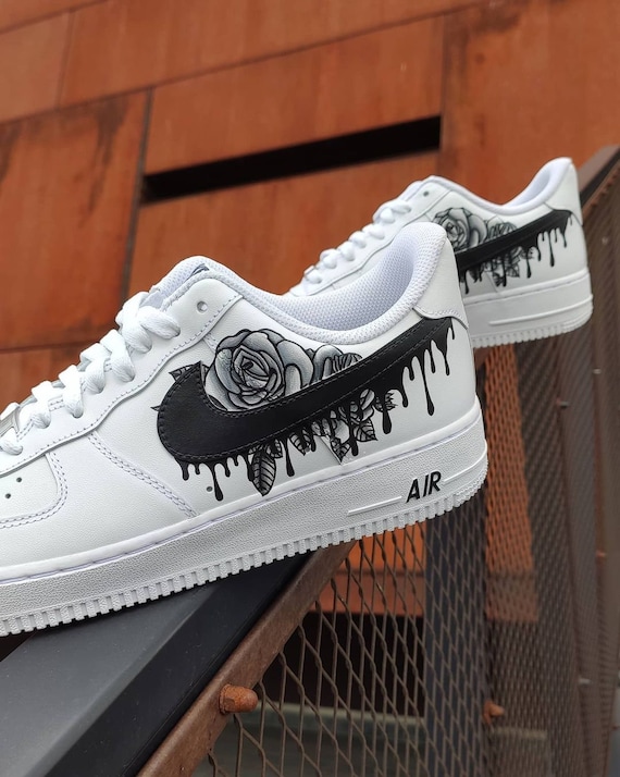 Air Force 1 Custom Rose Black Drips Personalized Gifts for -