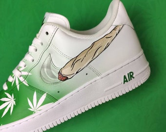 Weed Custom Sneakers Air Force 1, Hand Painted Kicks, Gifts  display picture 3