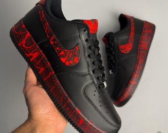 Custom Air Force 1 Black with Paint Splatter | Select Your Color | Hand Painted AF1 Custom Sneakers | Nike Custom Shoes | Personalized Gifts