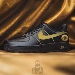 カスタム エア フォース 1 ブラック ビットコイン シューズ Nike AF1 男性用カスタム スニーカー