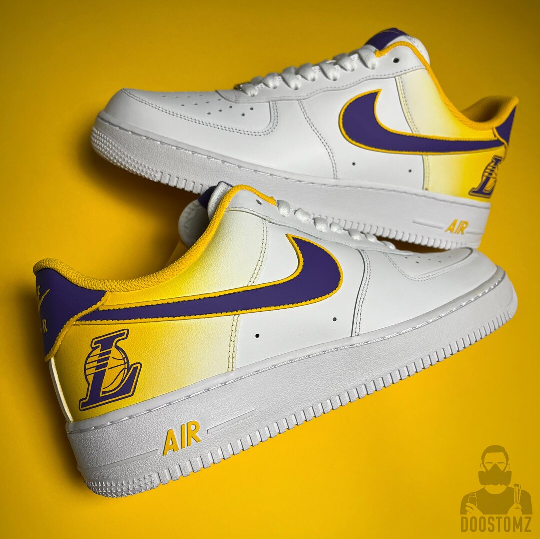 Hand Painted Lakers Air Force 1 | Custom Basketball Sneakers - Etsy