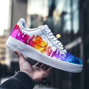 Air Force 1 Custom Rainbow Colors Explosion Drips | Nike AF1 Custom Sneakers | Personalized Gifts for Her | Colourful Custom Shoes for Kids