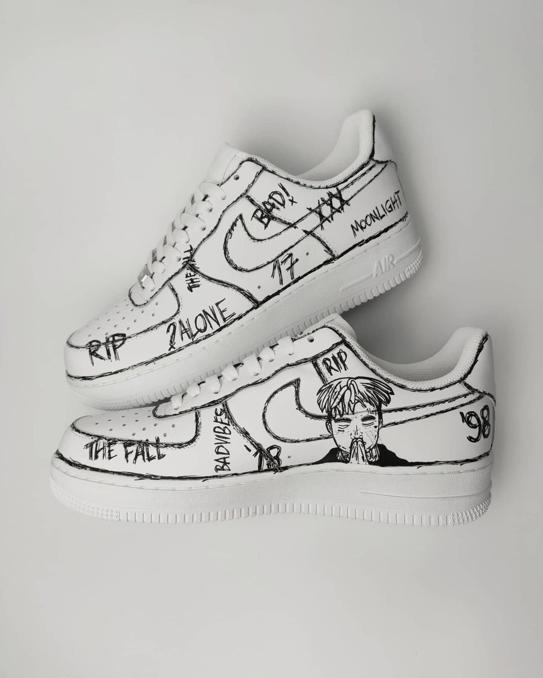 Black AF1 with White Drawing Customization — SOPHDAWG