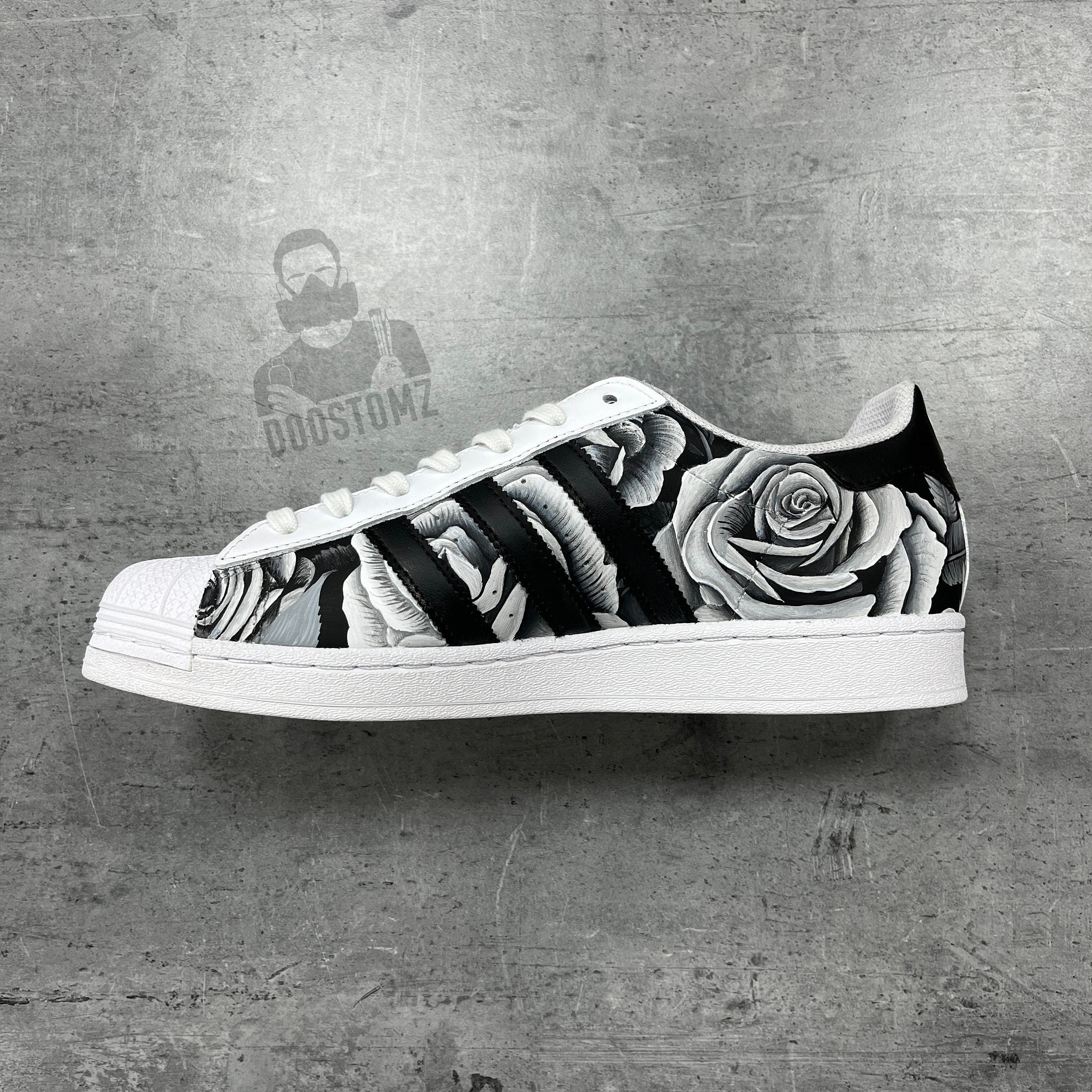 Custom Adidas Superstar Sneakers | Hand-painted Black Roses - Etsy