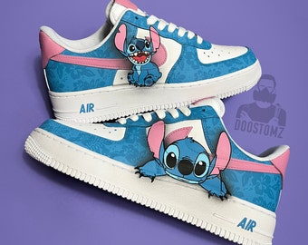 Hand-Painted Lilo and Stitch Air Force 1 Custom Sneakers