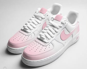 nike peach contrast swoosh air force 1 trainers