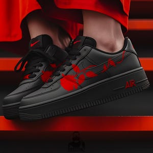 Custom Air Force 1 Red Rose | Nike AF1 Custom Sneakers | Hand Painted Custom Shoes | Personalized Gifts for Her