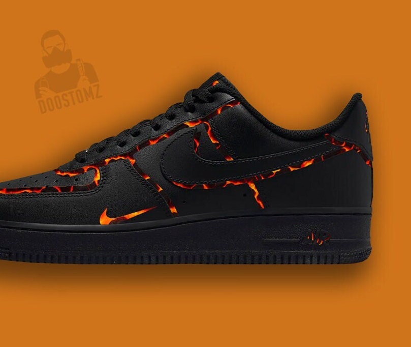 Nike Air Force 1 Cartoon Orange Laces 🍊 Zig Zag Custom White Shoes  Sneakers Men