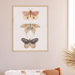 Boho Butterflies, Nursery Printable Art, Blush Pink Girls Print, Girl's Room Decor, Vintage Decor, Boho Girl's Nursery, Butterflies Wall Art