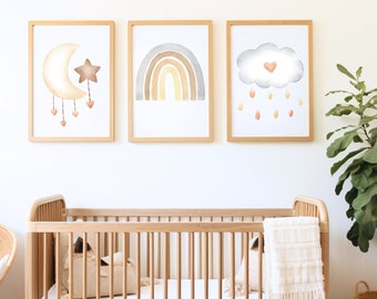 Celestial Nursery Decor Set Moon, Star, and Cloud Printable Wall Art - Etsy