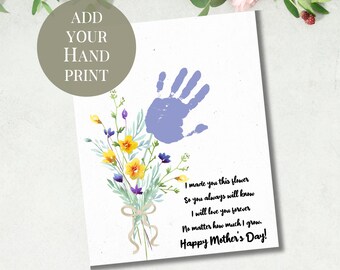 Gift for Mom Preschool Craft, Mother's Day Gift, Mum Gift, Handprint Art, Personalized Mommy Gift, Handprint Keepsake, Toddler Activity