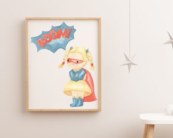 Printable Superheroine Room Decor, Superhero Girl Art, Kids Room Wall Art, Playroom Print, Bedroom Decor, Superhero Print