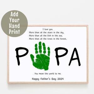 Father's Day Handprint Keepsake Art, Gift for Dad, Father's Day Craft Activities, Personalized Keepsake, Handprint Card for Dad / Papa