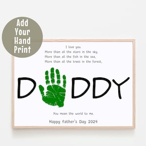 Father's Day Handprint Keepsake Art, Gift for Dad, Father's Day Craft Activities, Personalized Keepsake, Handprint Card for Dad / Father