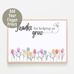 Modèle d'artisanat d'art d'empreinte digitale de souvenir de cadeau d'appréciation de professeur, cadeau de remerciement de professeur de fleurs sauvages, merci de nous aider à grandir