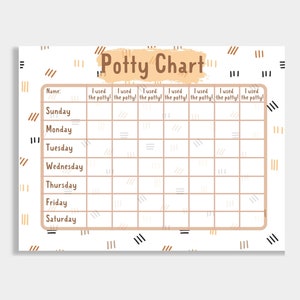Gráfico de treinamento para usar o penico para impressão, gráfico de recompensa, gráfico de uso do penico, gráfico de comportamento, download digital, gráfico Montessori