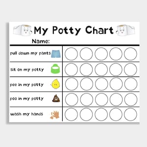 Gráfico de entrenamiento para ir al baño imprimible, gráfico de recompensas, gráfico de ir al baño, gráfico de comportamiento, descarga digital, gráfico Montessori