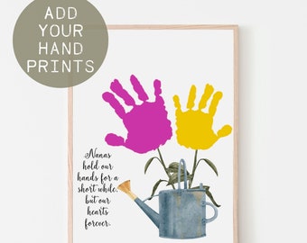 Handprint NANA Gift, Grandmother Keepsake Bouquet, PRINTABLE Handprint Art, Gift for Grandma Or Nana for Mother's Day or Grandparents Day