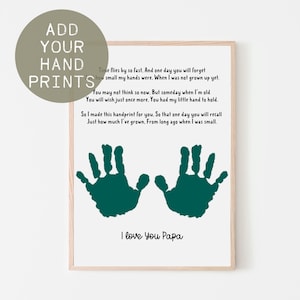 Papa Handabdruck Gedicht, druckbares Geschenk von Kindern Kind Baby Kleinkind, Handabdruck Andenken Kunst, Opa Geschenk zum Vatertag oder Großelterntag