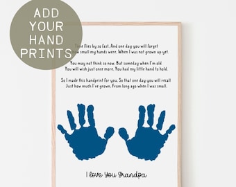 Grandpa Handprint Poem, Printable Gift From Kids Child Baby Toddler, Handprint Keepsake Art, Gift for Father's Day or Grandparent's Day