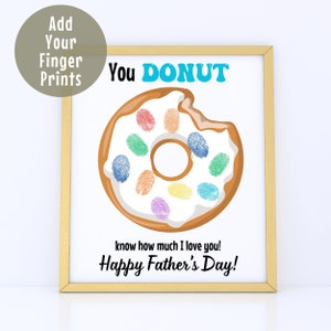 Art souvenir empreinte de main fête des pères, cadeau pour papa, activité artisanale pour tout-petits, souvenir personnalisé, carte de beignet d'empreinte digitale pour papa ou grand-père