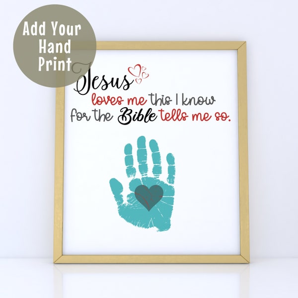 Jesus Loves Me Preschool Craft, Christian Handprint Art, Personalized Easter Gift, Bible Handprint Keepsake, Toddler Activity