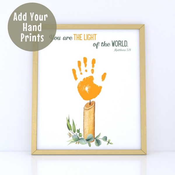 You Are the Light Preschool Craft, Christian Handprint Art, Personalized Gift, Bible Verse Keepsake, Toddler Activity, Sunday School