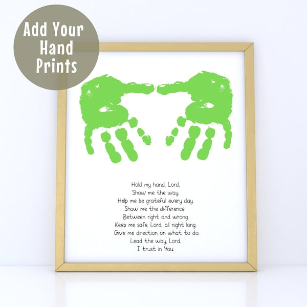 Hold My Hand Lord Preschool Craft, Christian Handprint Art, Personalized Sunday School Poem Craft, Bible Keepsake, Toddler Activity