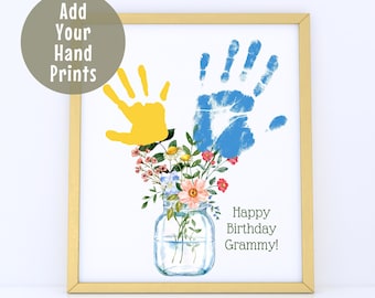 Printable Grandma's Garden Gift, Present for Grandma, Grandams Garden, Handprint Craft for Grandma, Handprint Keepsake for Grandma Gift