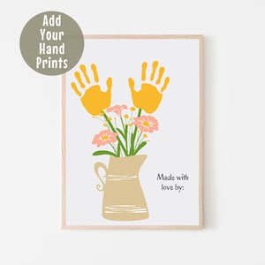 Arte de impressão manual de flores silvestres, artesanato de verão para crianças, bebês, crianças, presente para irmãos, amigos, avós, pais, buquê de arte de impressão manual