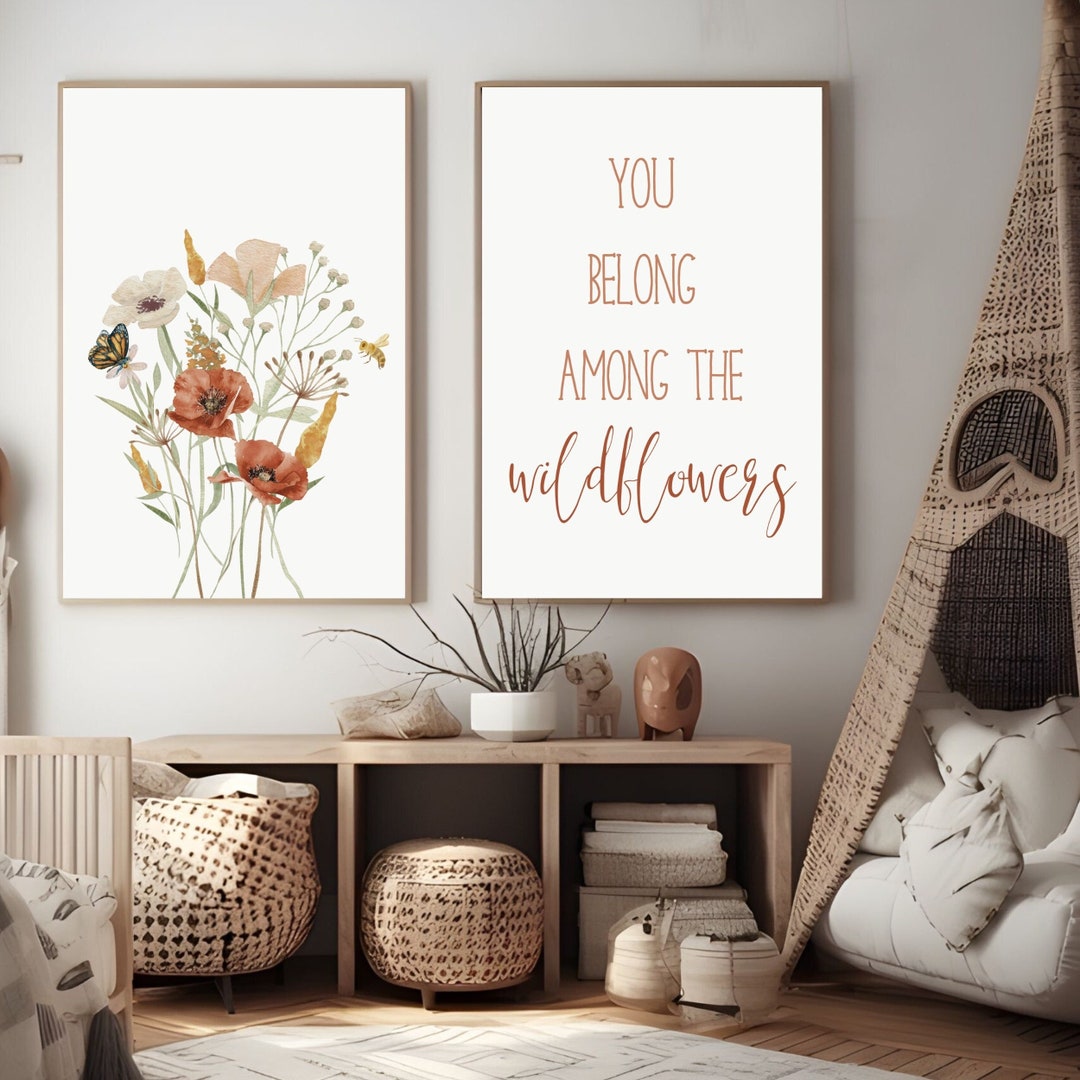 Printable Wildflower Nursery Wall Art, Floral Girls Room Digital ...