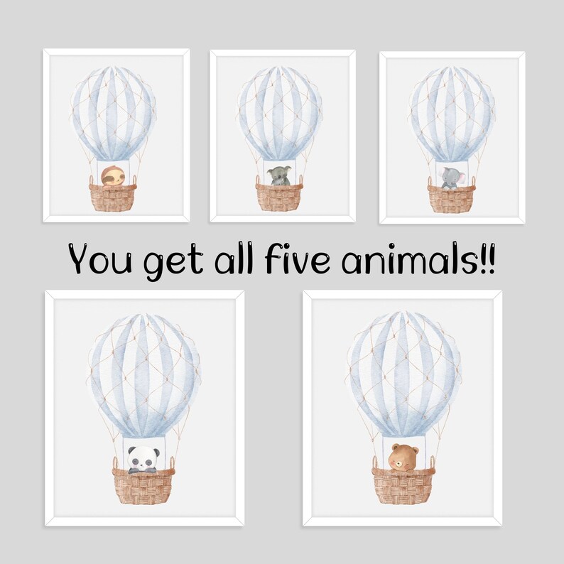 Hot Air Balloon Printable Wall Art Blue Hot Air Balloon - Etsy