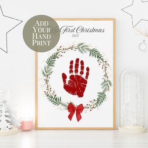 Printable Christmas Kids Craft, My First Christmas Handprint Art, Personalized Gift, Christmas Handprint Keepsake, Holiday Craft