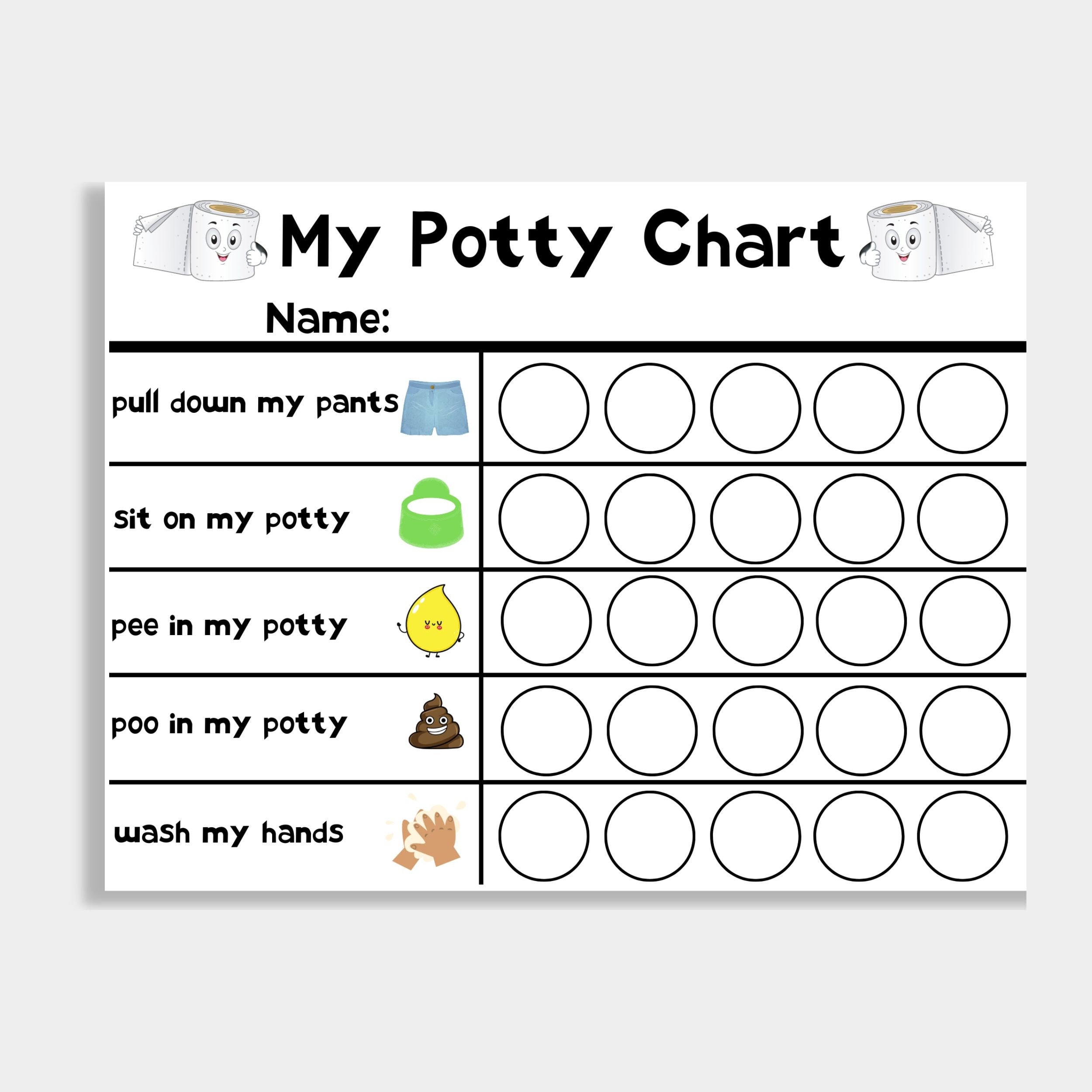 Printable Potty Training Chart Reward Chart Potty Chart Etsy Singapore