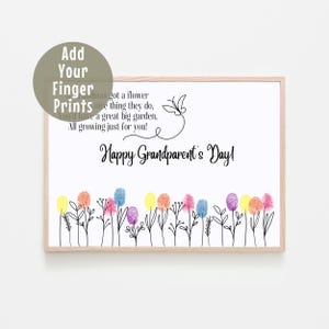 Fingerabdruck Blume Vorschulhandwerk für Großelterntag, Kinder Handabdruck Kunst, personalisiertes Geschenk Andenken für Großeltern, Kleinkind Aktivität