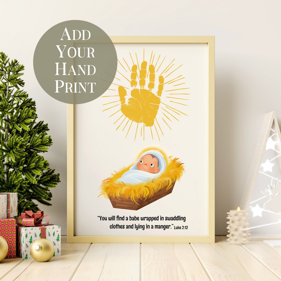 Christmas Kids Craft, Nativity Scene Handprint Art, Personalized Gift ...